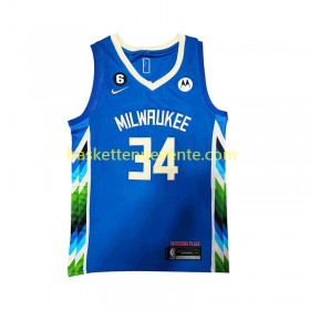 Maillot Basket Milwaukee Bucks Giannis Antetokounmpo 34 Nike City Edition 2022-2023 Bleu Swingman - Enfant